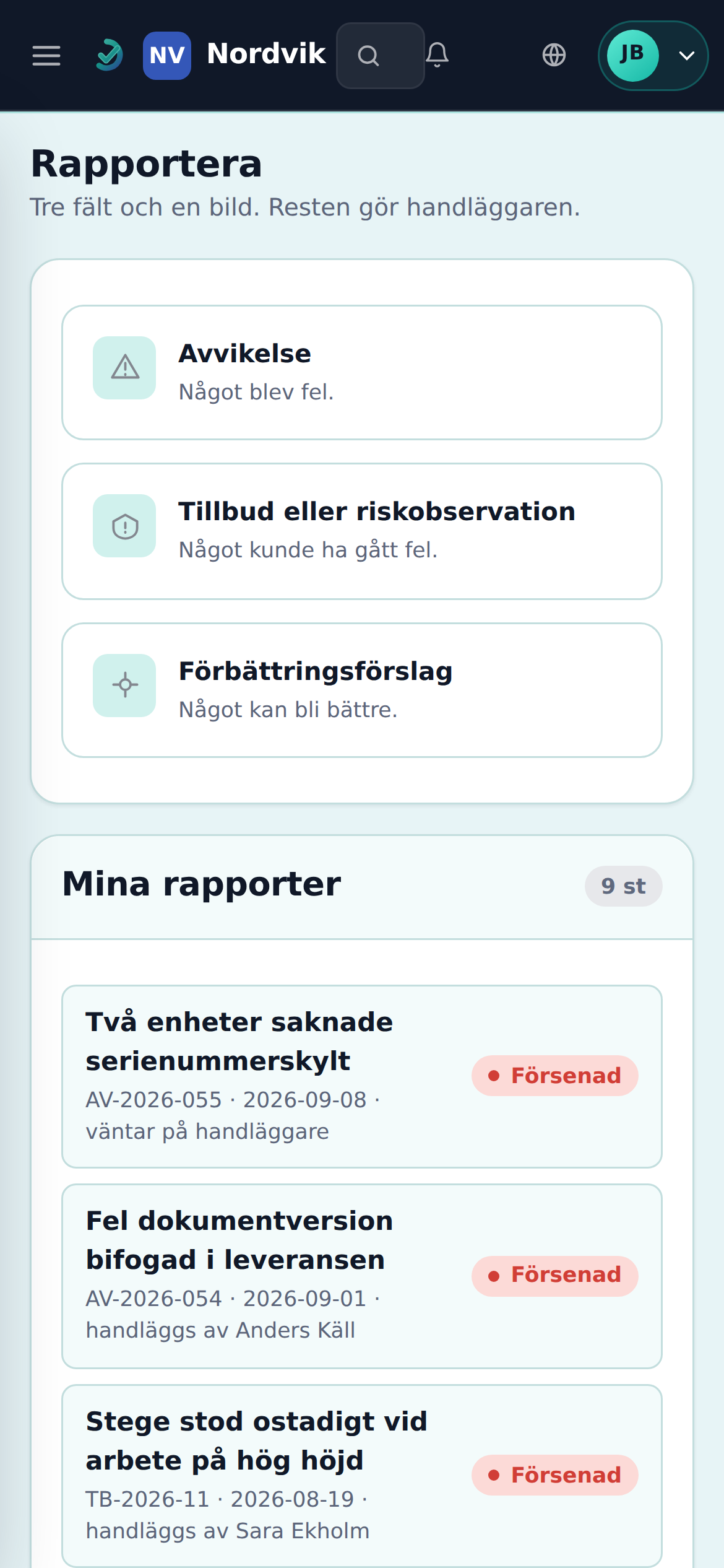 Mobil rapportering